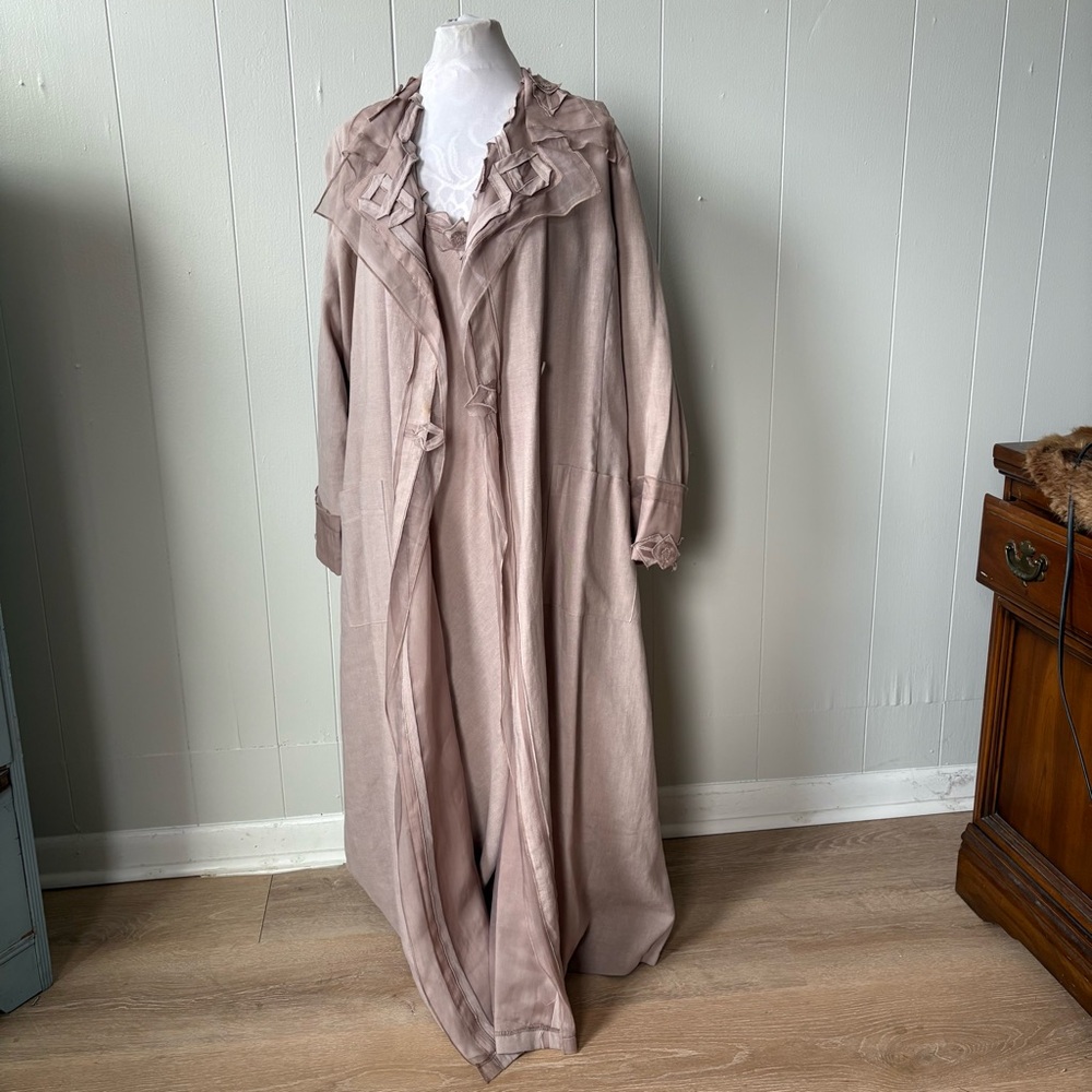 Vintage Tiar Bellomo Linen Blend Dress and Duster Set